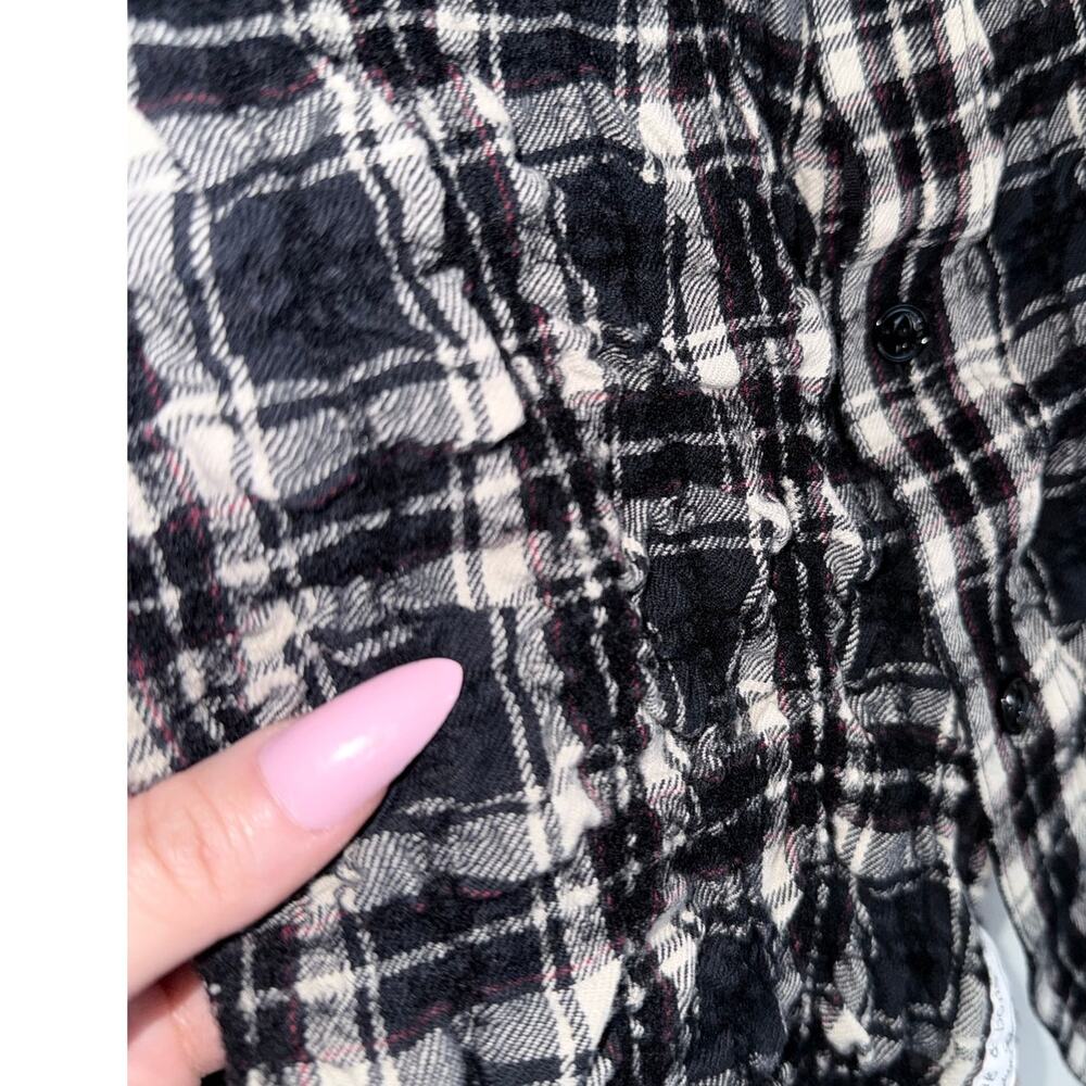 RAG & BONE black white heavy textured puckered plaid button down rugged shirt - Picture 4 of 9